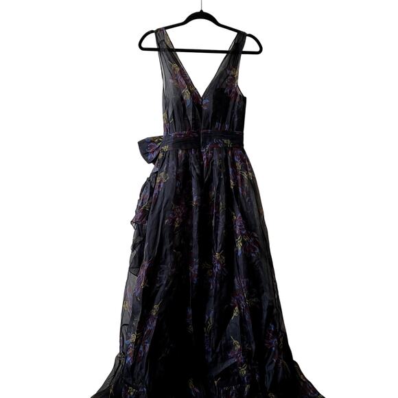 Cinq a sept maxi organza dress Bow size 6 black purple C0 - Picture 4 of 8